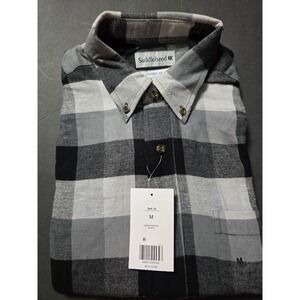 NWT Men Saddlebred LNG sleeve flannel black&white plaid, SZ MD PRICED LOW TO GO